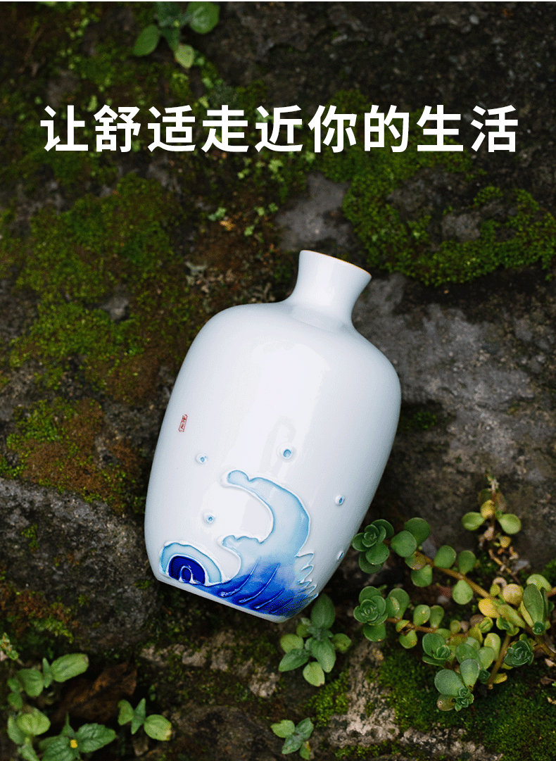 Fujian and hand - made ceramic flower creative contracted household green plant floret bottle match Chinese teahouse tea spare parts