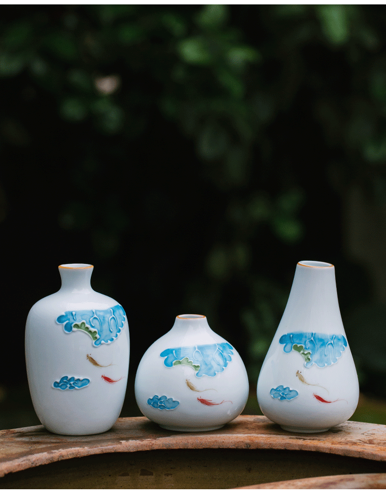 Fujian and hand - made ceramic flower creative contracted household green plant floret bottle match Chinese teahouse tea spare parts