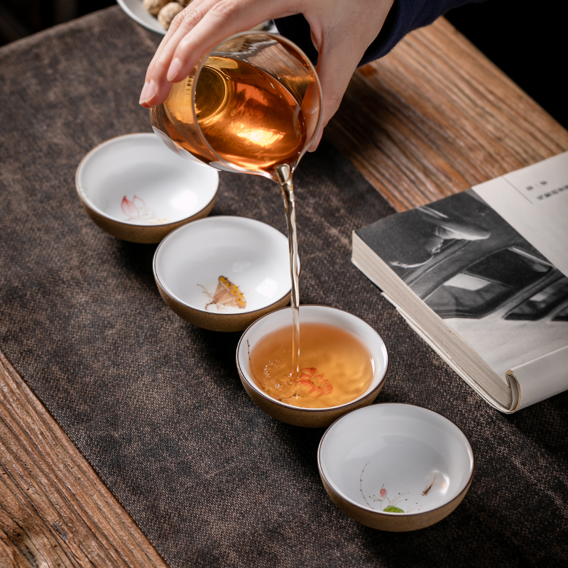 Fujian and Japanese ceramic cups household masters cup single cup sample tea cup hand - made coarse pottery bowl kung fu tea set
