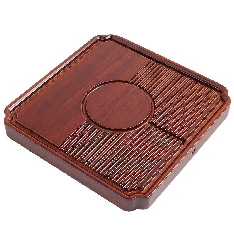 Fujian and heavy bamboo tea tray to restore ancient ways bamboo square tea home Chinese kung fu tea set tea sea drainage type