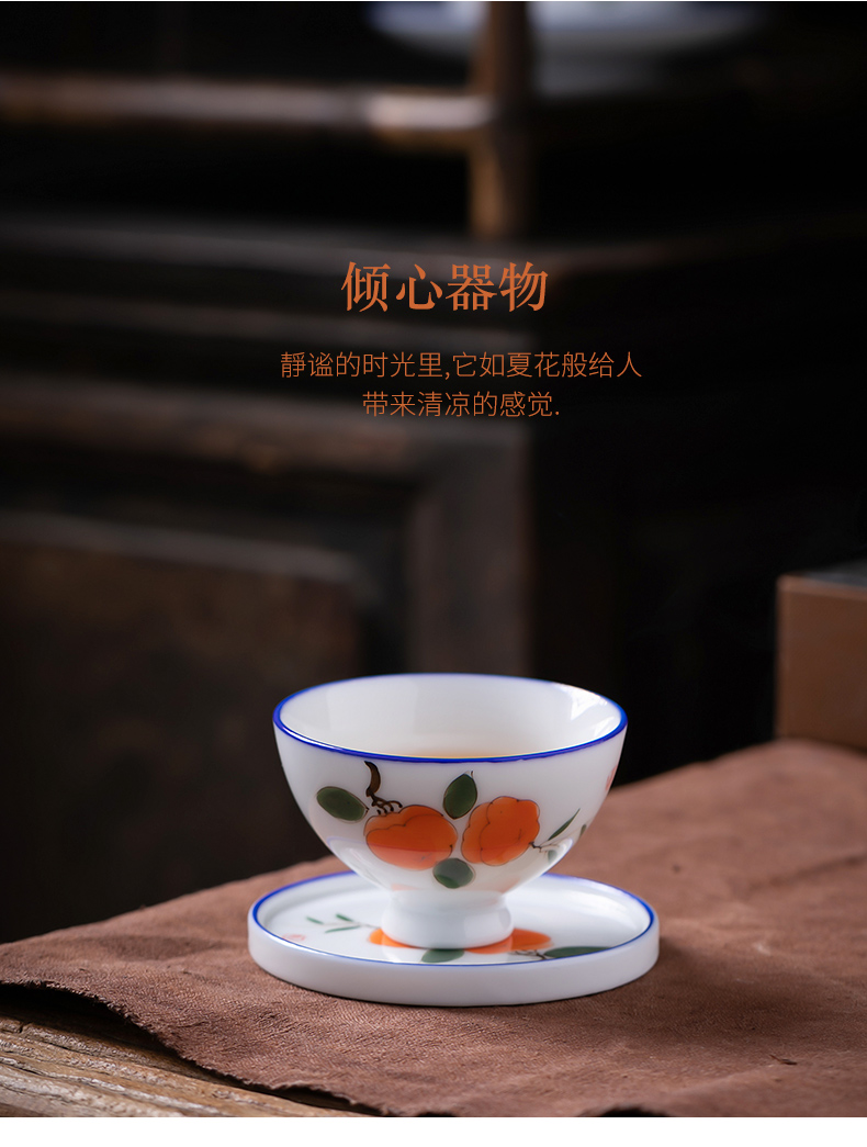 Fujian and kung fu ceramic cups household hand - made porcelain sample tea cup hot Japanese small six cups of tea set