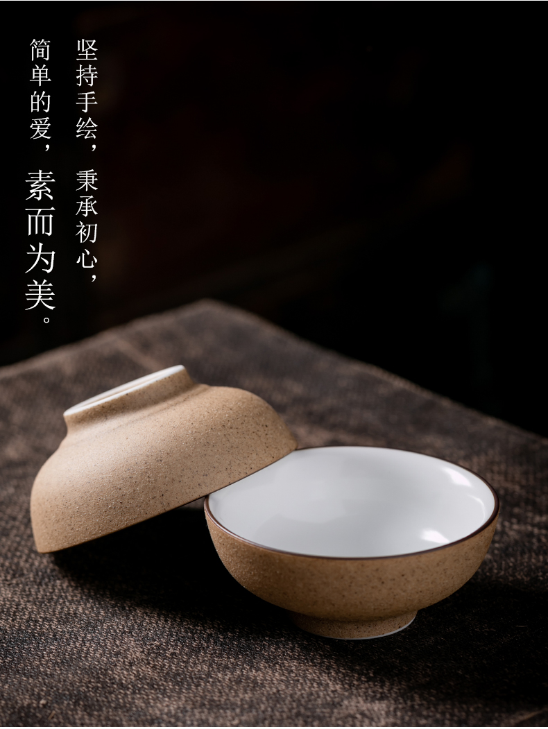 Fujian and Japanese ceramic cups household masters cup single cup sample tea cup hand - made coarse pottery bowl kung fu tea set