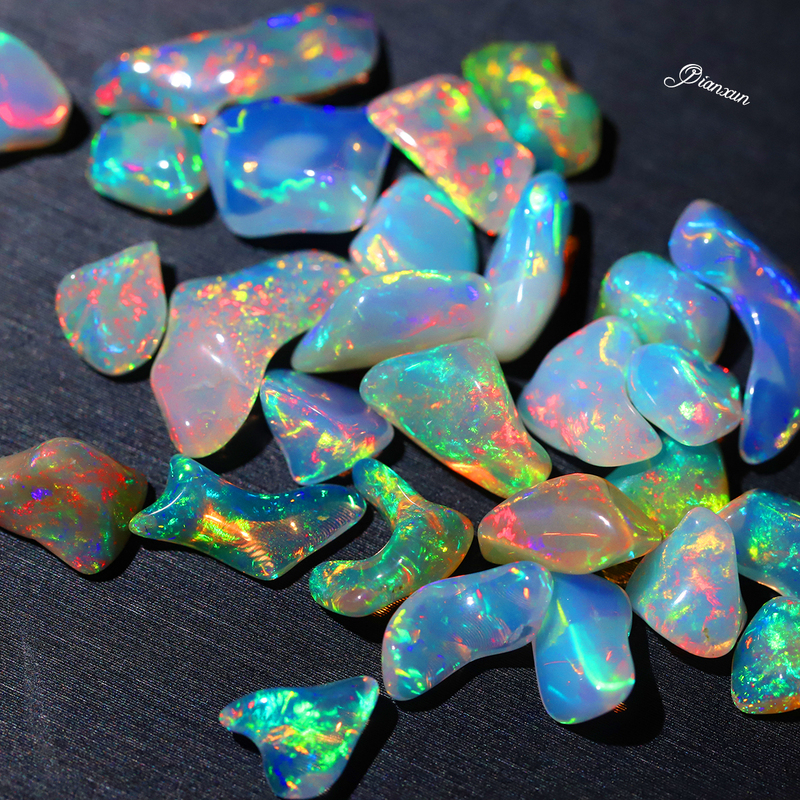 38 Natural African White Opal Irregular-Shaped Fire-Colored Opal Gemstone DIY Pendant Necklace Opal Mineral Gift