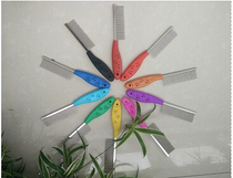  Stainless steel pet comb Single row steel needle plastic handle comb Dog needle comb Cleaning beauty comb Straight comb