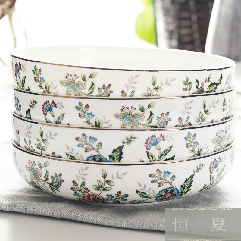 Only 4 ipads porcelain dish dish soup dish 8 inches nest dish household microwave paella round ceramic plate