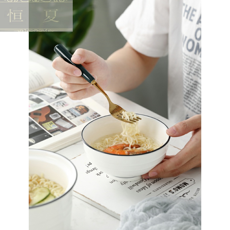 Creative contracted Japanese mercifully rainbow such as bowl with cover ceramic take large student dormitory cup noodles li riceses leave very hot