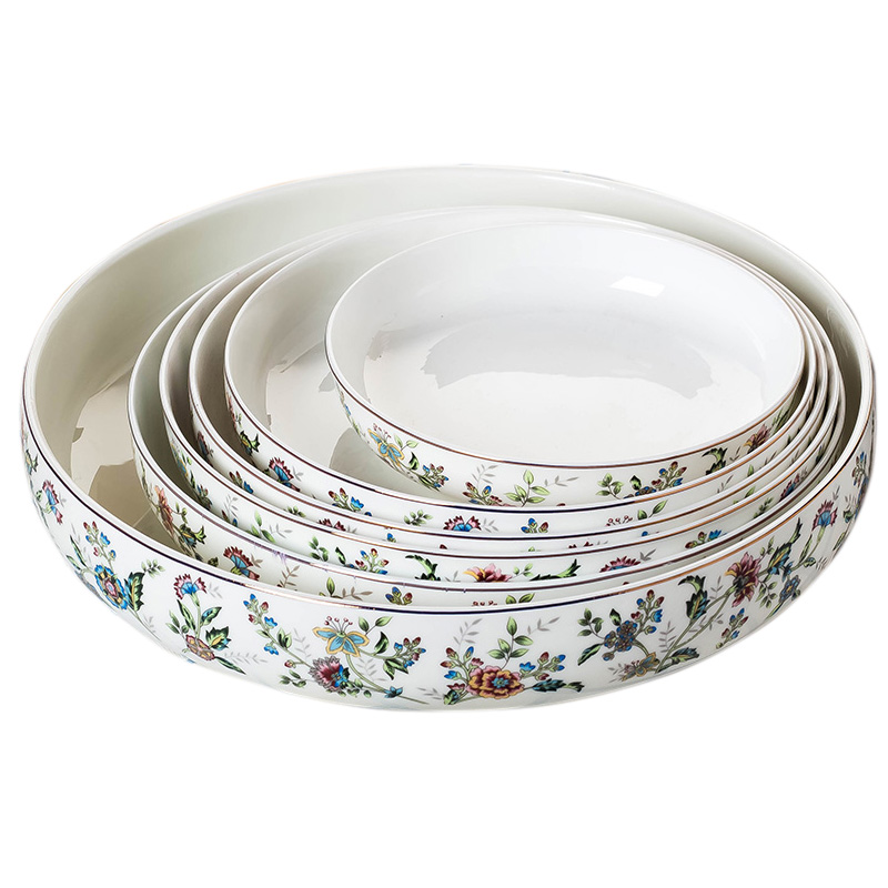 Only 4 ipads porcelain dish dish soup dish 8 inches nest dish household microwave paella round ceramic plate