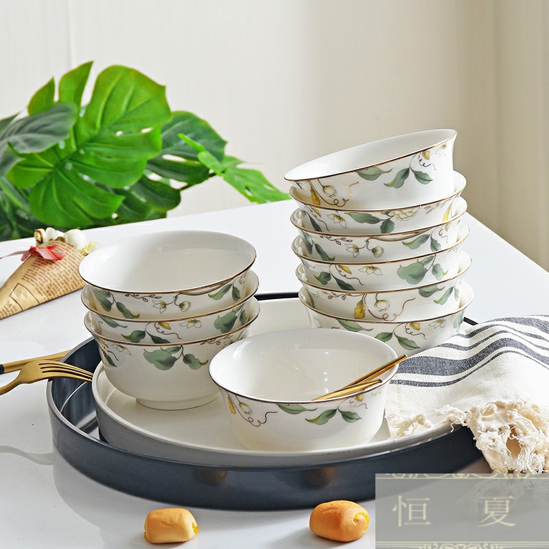 Household rice bowls bowl set 6/10 only 4.5/5/6 inches soup bowl a large rainbow such use ceramic tableware bowls