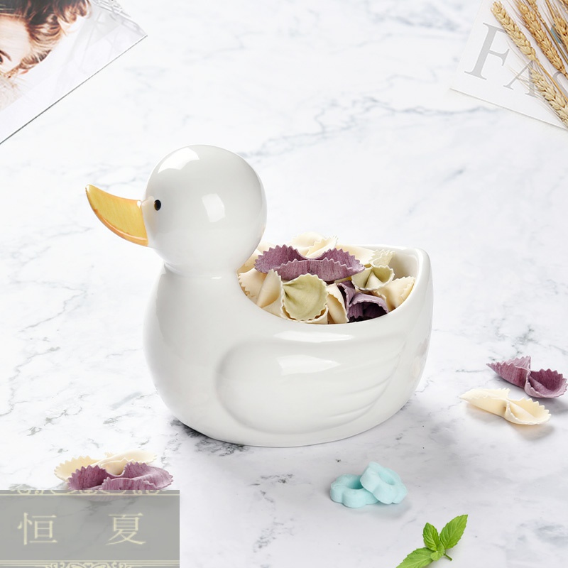 Creative household tableware ceramic bowl suit girl heart Q of students' individuality, lovely children single side dish bowl dish