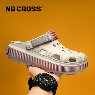 Nb Cross Croc Shoes for Women 2025 New Thick-Soled Height-Increasing Outdoor Non-Slip Beach Shoes Breathable Women's Sandals
