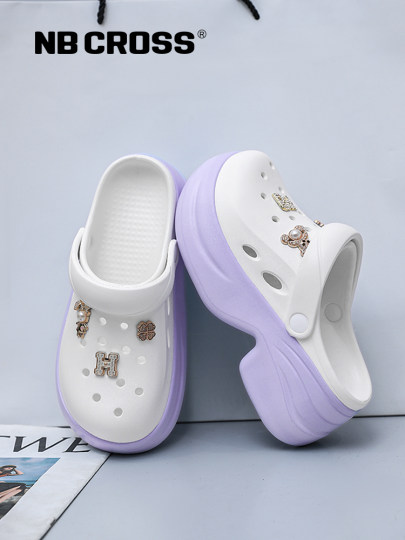 NB CROSS Flagship Store Thick-Soled Croc Shoes Women's 2025 New Fashion Increased Versatile Casual Beach Sandals and Slippers