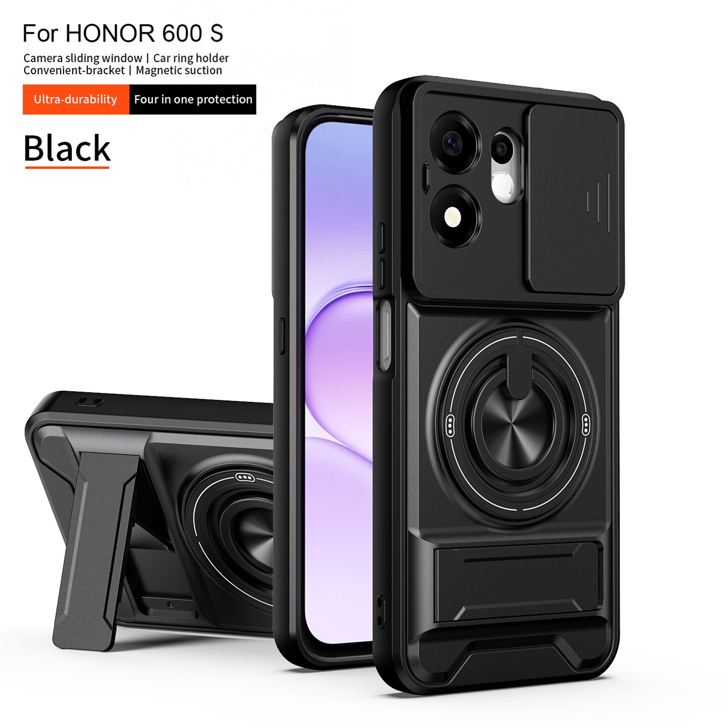 Suitable for Honor 600S international version mobile phone case with lens cover and sliding window honor600s protective cover all-inclusive anti-fall MRK-NX1 case 3 ports 5G men and women new magnetic holder overseas