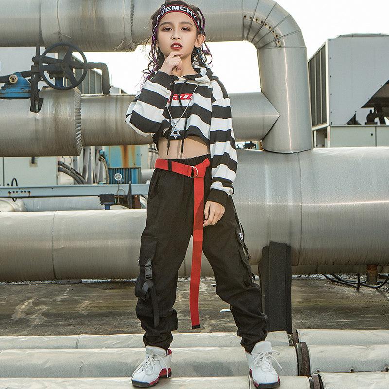 Girls Street Dance Kit Hip Hop Show Children Jazz Dance Show Lubrid Panty Shelf Drums Jazz Dance