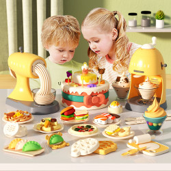 Children's Ice Cream Noodle Machine Toy Non-Toxic Plasticine Clay Mold Tool Set Food-Grade Clay for Girls