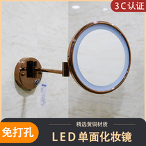 LED bathroom beauty mirror with light single-sided folding makeup mirror telescopic mirror high-definition magnifying mirror wall hanging without punching