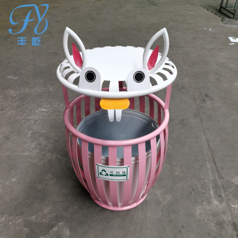Garbage bin outdoor suitcase outdoor park creative crowd design with lid round cylinder commercial sanitation bin