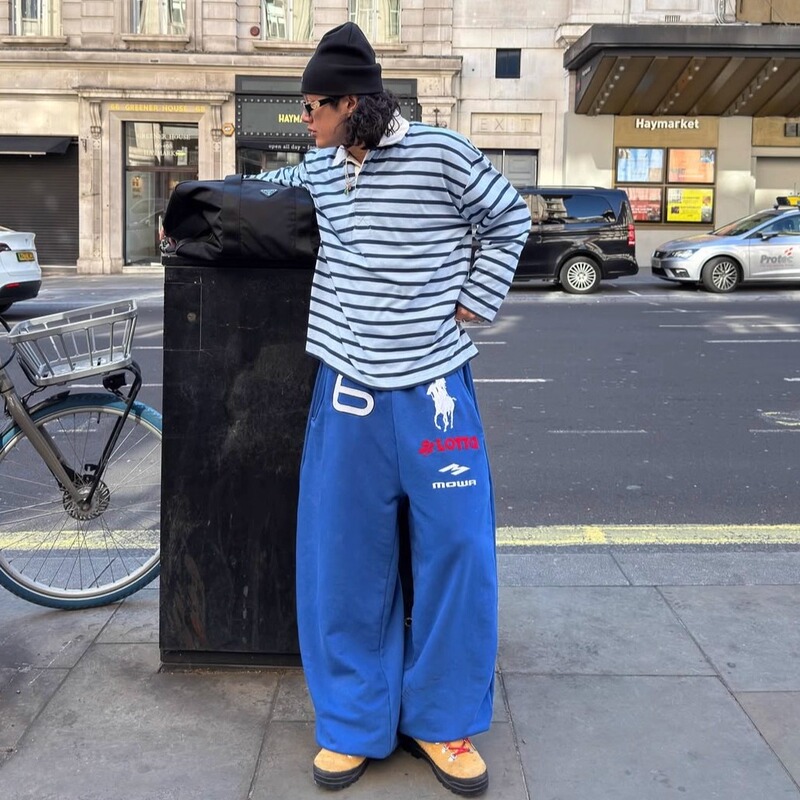 Bmcmowalolalnd London Limited Edition Blue Angel War Horse Embroidered Baggy Sweatpants Joggers Sports Pants