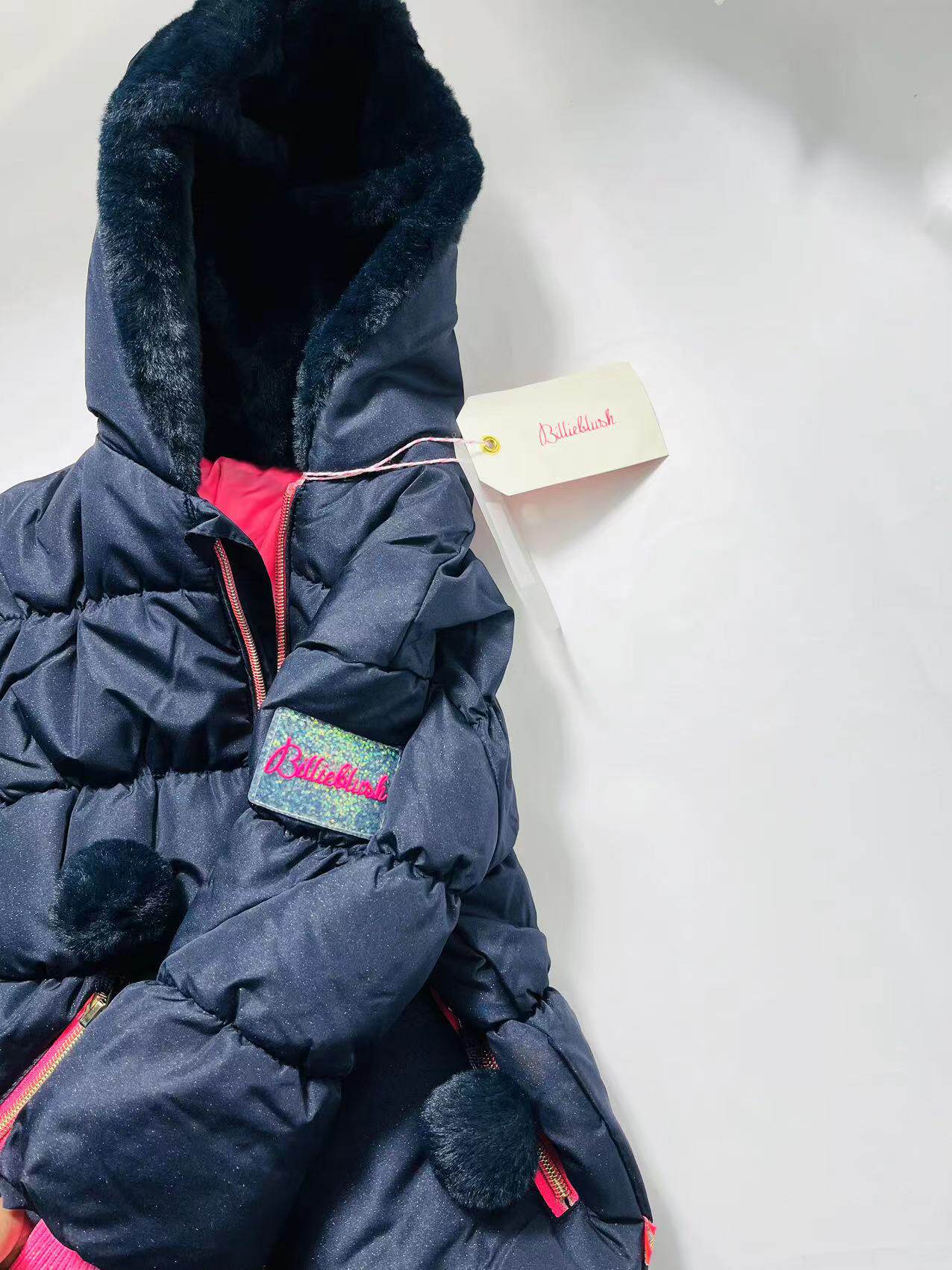 Детская куртка Жан 出口法国billieblush高级童装秋冬中长款可爱连帽棉服保暖收腰