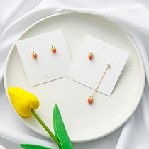 Asymmetrical Cute Strawberry Earrings Fashion Teen Hearts ins ear clips No ear clip New fashion Long earrings