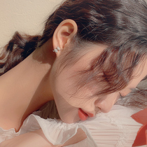 Cute little kitty ear nail minimalist with small temperament earrings Delicate Personality Korea Silver Needle Advanced Sensation Ear Trim