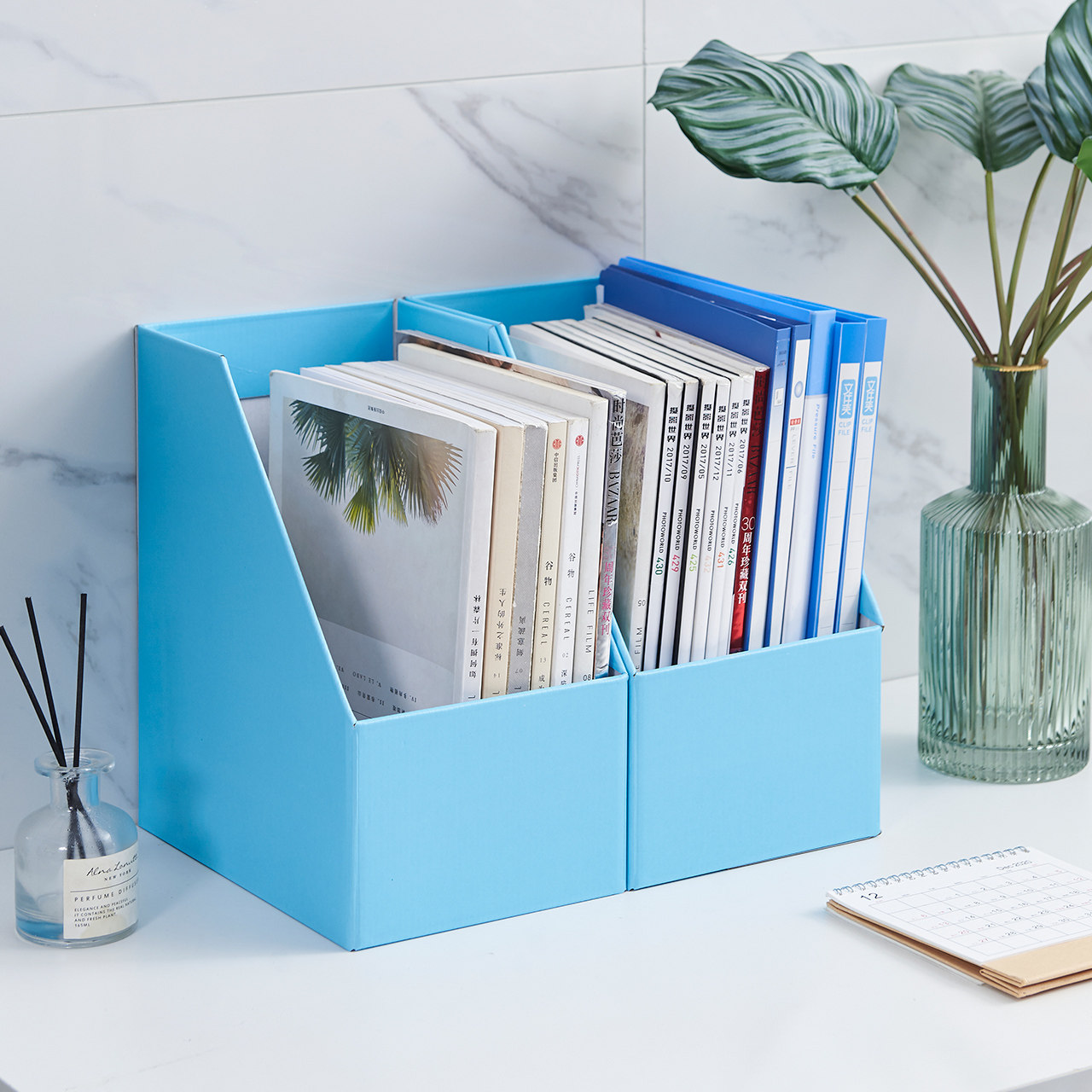 Storage box kraft paper bookshelf rack office desktop storage and finishing artifact paper book stand box folder