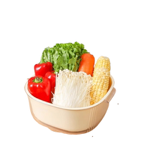 Double Layer Wash Basin Drain Basket Multifunction Kitchen Home Fruit Tray Living-room Filter Basket Naughty Wash Vegetable Basket 824