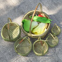  Vegetable Basket Tape Bamboo Woven Hand Basket Bamboo Basket Water Fruit Basket Bamboo Basket Containing picking basket Home Picnic Basket Chicken