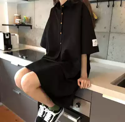2020 Summer new Korean short sleeve casual Joker shirt dress loose slim skirt female students