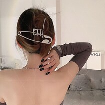  Hair volume ultra multi-grip clip oversized pin shark clip European and American personality Exaggerated Metal Hair Clip Silver big rear brain