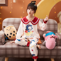 Childrens pajamas girls spring and autumn pure cotton long-sleeved thin cartoon big child little girl princess home service suit