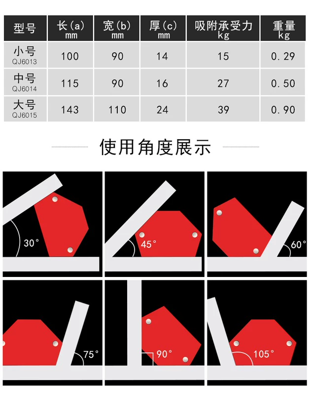 Dụng cụ định vị hàn từ tính mạnh, dụng cụ phụ trợ hàn hút sắt, vát góc vuông đa góc 90 độ phụ kiện cố định mũ hàn đội đầu