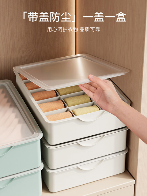 Underwear Storage Box, Home Bra Wardrobe Sock Storage Organizer, Intimate Clothing Divider and Organizer Box with Lid