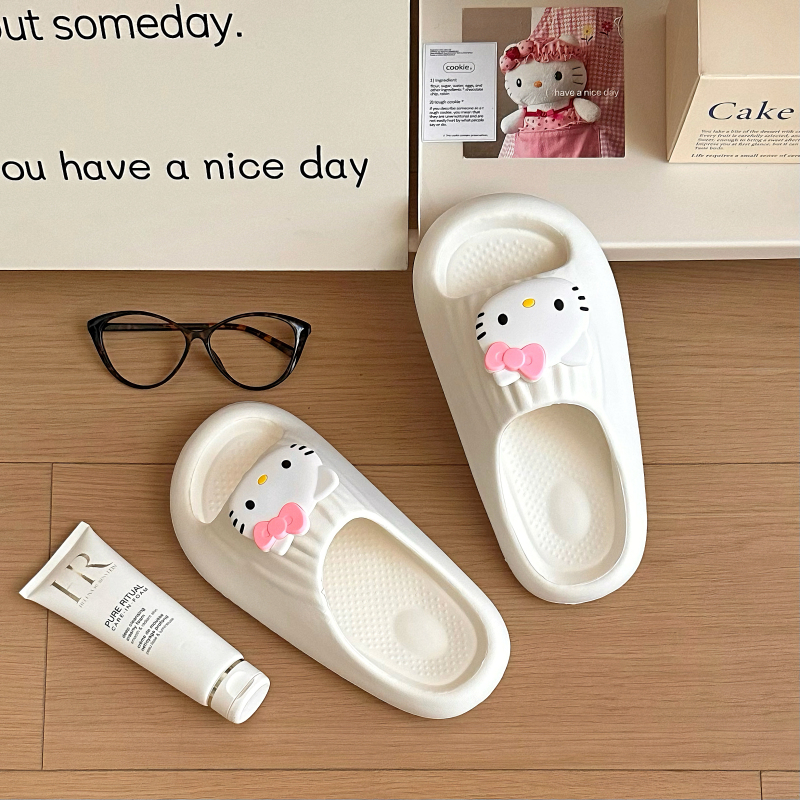 Kt Cat Cartoon Slippers New Model Indoor Home Slippers for Women, Suitable for Outdoor Wear, Couple Indoor Bathroom Non-Slip Soft Sole Cool Slippers