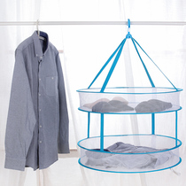  Special artifact for drying sweaters drying basket drying net double-layer household tile drying socks folding clothes drying net pocket rack