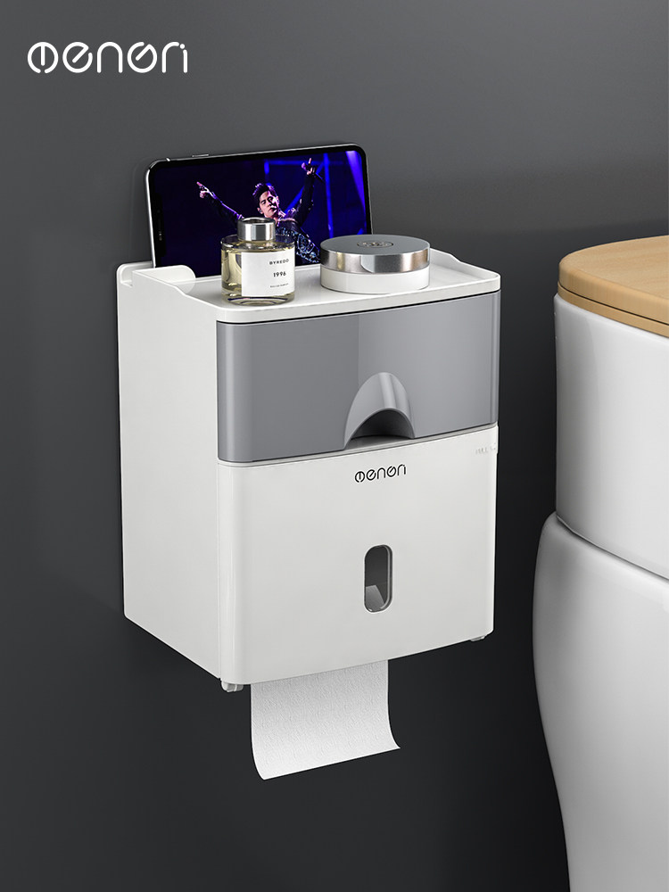 Japan imports MUJIE punch-free creative waterproof tissue holder toilet tissue box toilet tissue box toilet hygiene