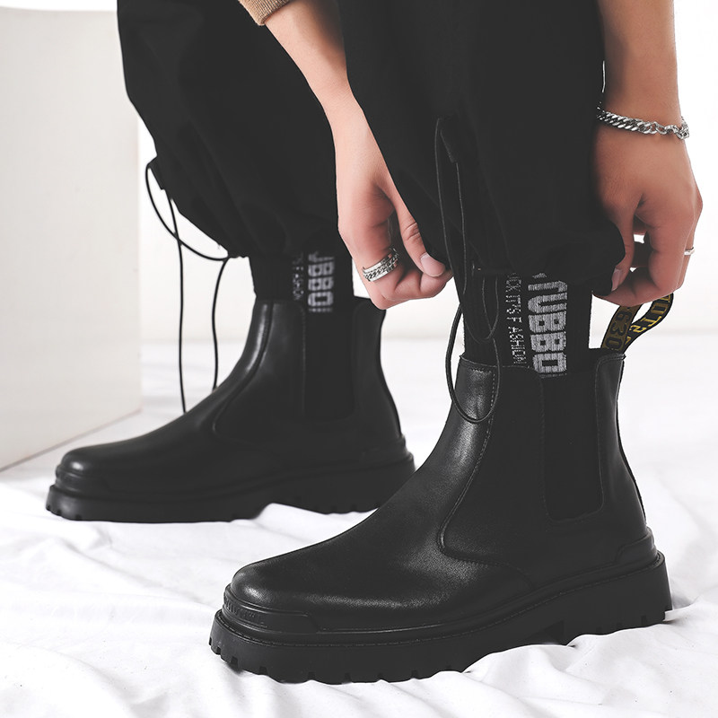 Chelsea short boots men's summer thin section Martin boots men's high-top shoes British style mid-top leather tide chimney leather boots