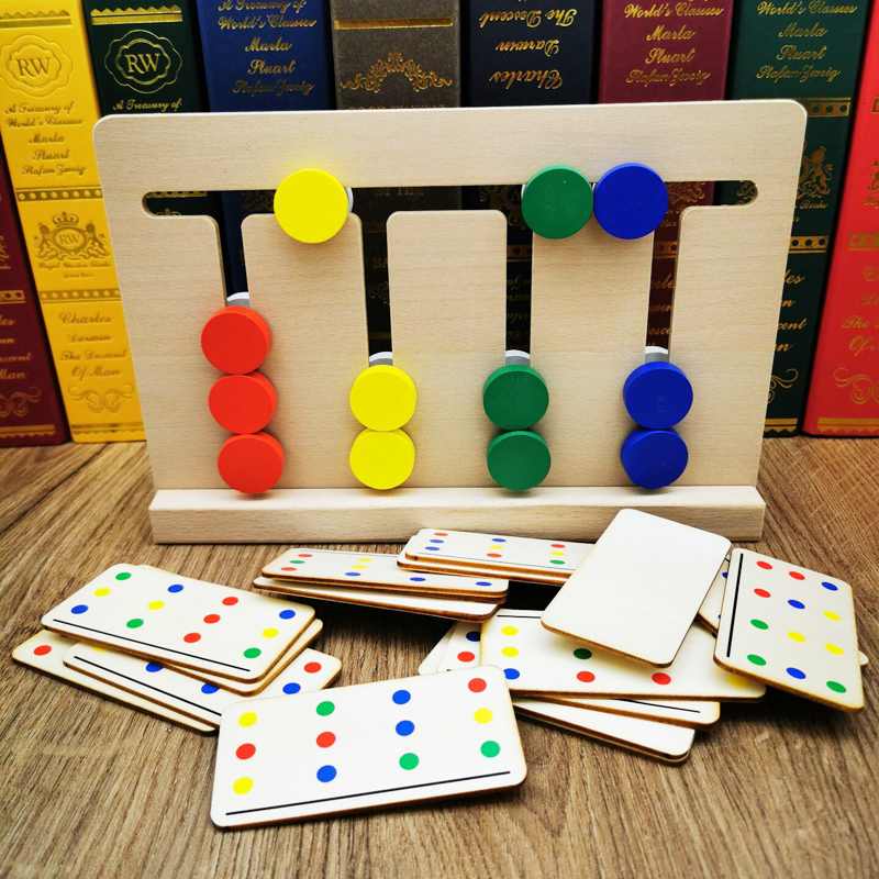 Young children 2-3-6-year-old logical thinking dedicated to training four-color games Early teaching pairing class Puzzle Power Toys-Taobao