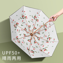 Sun umbrella Double-layer sunny and rain dual-use net red umbrella sunscreen and UV-proof folding umbrella Female small portable parasol