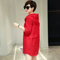 Áo gió nữ dài 2019 mới lỏng XL nữ phổ biến màu đỏ lớn thời trang mùa xuân áo khoác mỏng - Trench Coat áo khoác dạ nữ hàn quốc