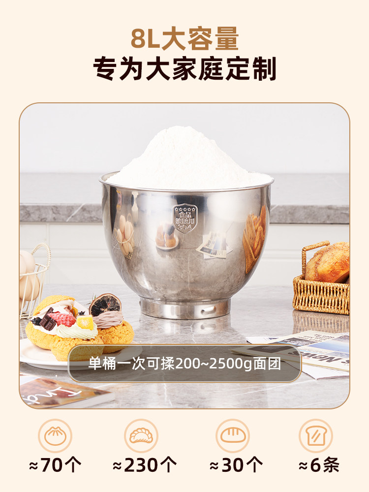 [National Subsidy 15%]Shunran 8-Liter Desktop Electric Mixer for Commercial and Home Use, Suitable for Whipping Cream, Chef's Machine, and Dough Mixer