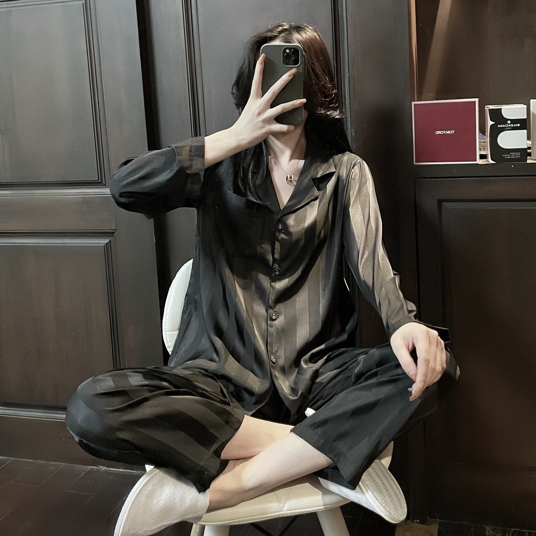 (length optional) men's sleepwear spring autumn season long sleeve ice silk thin section short sleeve lovers suit summer home clothes