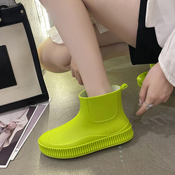 Japanese college style fashion rain boots women's non-slip water shoes short rain boots low-top water boots car wash kitchen rubber shoes beautiful