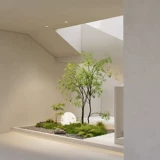 Имитация бамбуковых зеленых растений нандина, ландшафтный микроландшафт из клена с куриными когтями, мягкая отделка, украшения из искусственных деревьев под лестницей во внутреннем дворике виллы.