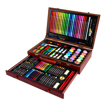 Childrens brush set Art stationery kindergarten crayon wooden box painting tools Childrens painting full set of combinations