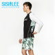 SISIILEE Sicilian men's long-sleeved sun protection suit T-shirt version printed sports resort split swimsuit