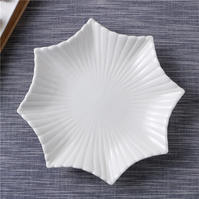 Plate home octagonal plate creative ceramic shaped white western food starfish dish dish 2021 new tableware