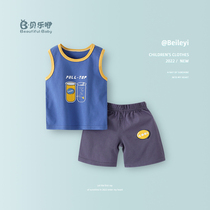 1-3 1-3-year-old clothes boy summer dress sleeveless new female baby vest suit pure cotton 2 slim fit two sets of damp summer