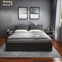 Modern air pressure high box storage bed soft leaning Northern Europe simple drawer storage small apartment master bedroom double wedding bed furniture