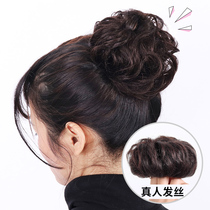 Meatball hair circle wig goddess device fluffy lazy hair accessories plate hair bud head real hair wig circle hair Baotou flower