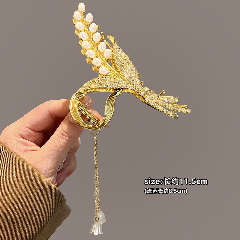 images 16:Advanced sense large wheat ear hair clip feminine and elegant disc hair card shark clamp head spooned head headge grip